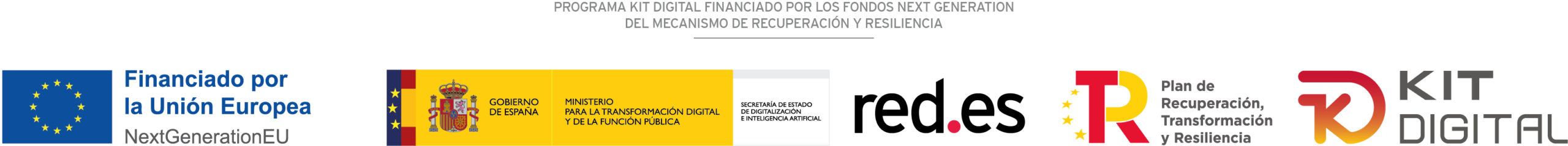 Programa Kit Digital financiado por la Unión Europea - NextGenerationEU. Plan de Recuperación, Transformación y Resiliencia. Gobierno de España, Ministerio para la Transformación Digital y de la Función Pública.